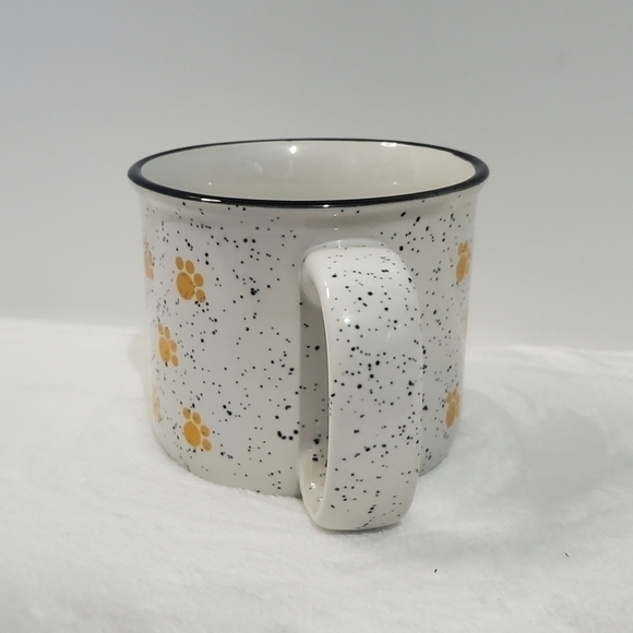 𝅺SPECKLED Animal Paw Prints White Navy Blue Yellow Coffee Cup Mug 12 Oz - Picture 3 of 10